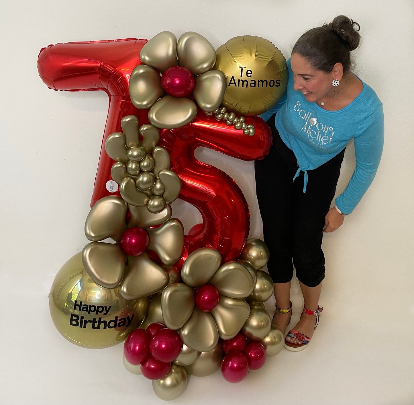 Happy Birthday Big Number & Flower Balloon