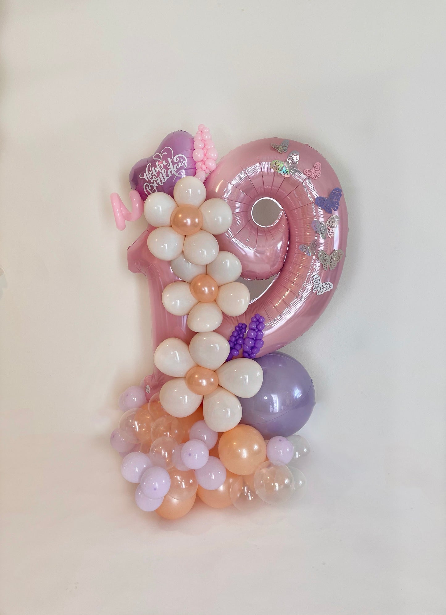 Happy Birthday Big Number & Flower Balloon